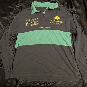 Long sleeve collared shirt with smiley face